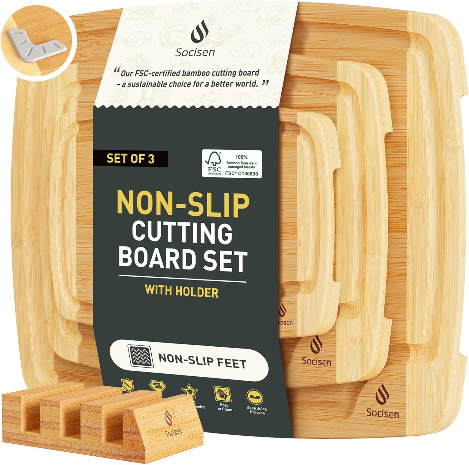 Bamboo Cutting Board with Trays